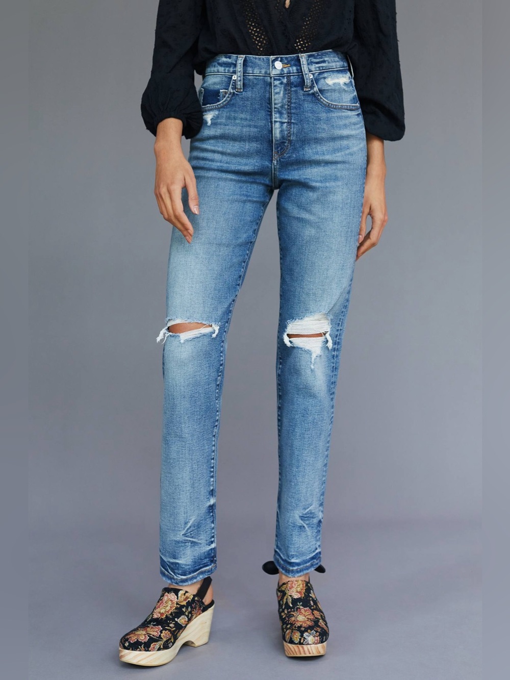 Pilcro The Selvedge Vintage Straight Jeans Distressed Denim Blue Anthropologie